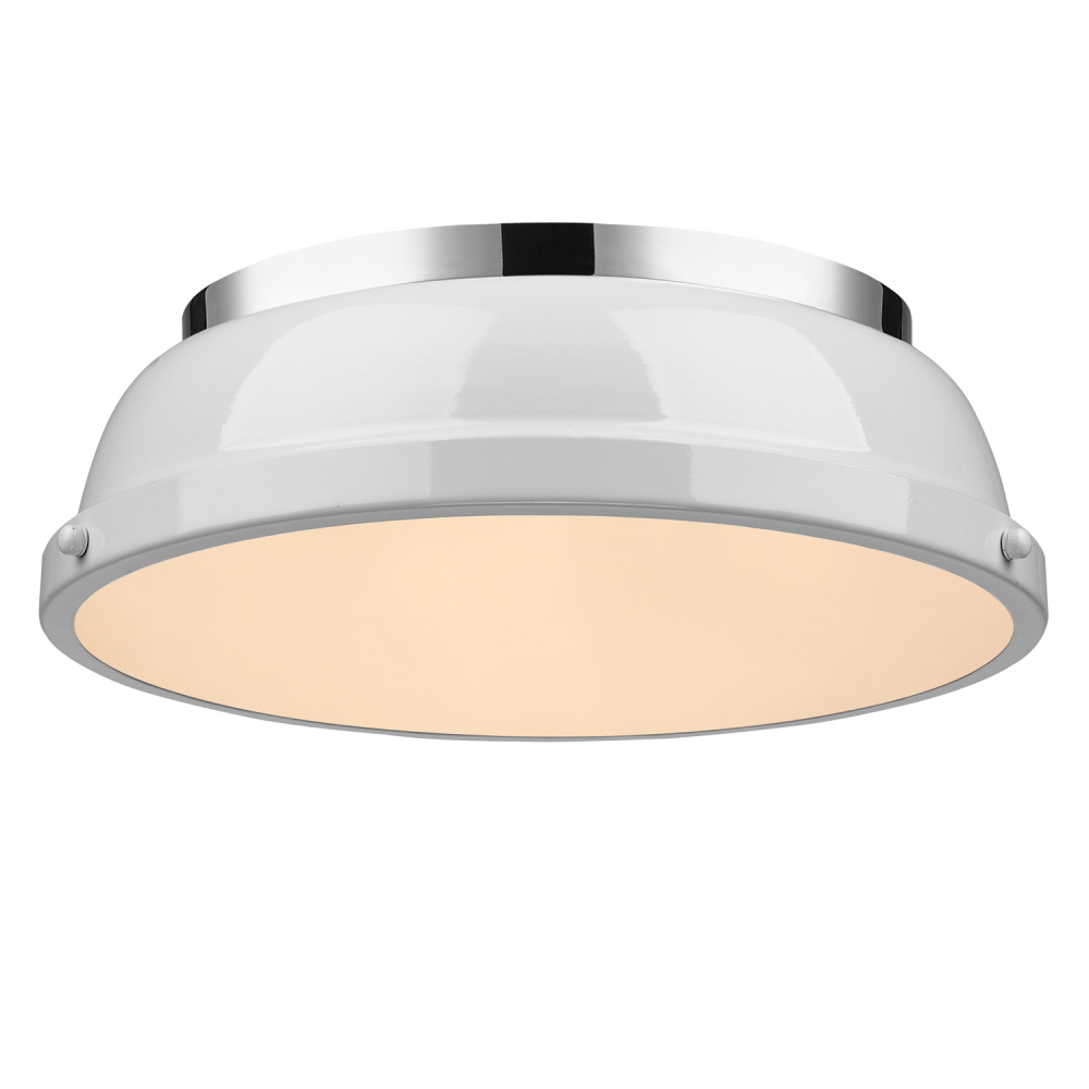 Yep by Golden Lighting Duncan 2-light Flush Mount in Chrome and White shade
